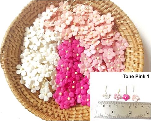 مجموعة PLflower مكونة من 50 زهرة صغيرة مزخرفة باللون الوردي مع جذع خيط ورق التوت حجم زهرة التوت 0.30 بوصة صغير جدًا وردي 1 سجل قصاصات زفاف مصنوع يدويًا للعديد من مشاريع البطاقات اليدوية in Kuwait