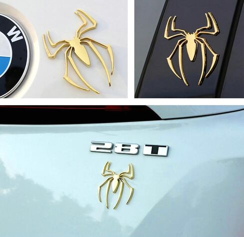 قطعتان من شارات عنكبوت كروم ثلاثية الأبعاد لتزيين السيارة للسيارات العالمية والشاحنات والدراجات النارية وRV والسكوتر وسيارات الدفع الرباعي والباب والنافذة (أسود-B0CJBKLZKB) in Kuwait