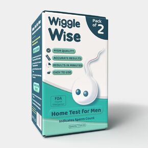 مجموعة اختبار الخصوبة Wiggle Wise للرجال - طقم اختبار منزلي لعدد الحيوانات المنوية لخصوبة الذكور - يُظهر تحليل السائل المنوي في المنزل عددًا طبيعيًا أو منخفضًا للحيوانات المنوية - سريع، خاص، وسهل الاستخدام - عبوة من قطعتين in Kuwait