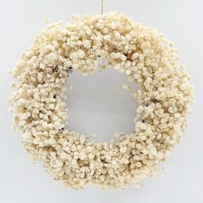 Ivory White Dried Baby's Breath Wreath - Handmade Dried Flower Wreath, Real Natural Gypsophila Winter Wreaths for Front Door Window Wall Decor (14 inches) in Kuwait