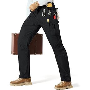 سروال IGOLUMON Ripstop Cargo التكتيكي للرجال، سروال عمل مطاطي خفيف الوزن للمشي لمسافات طويلة في الهواء الطلق مع جيوب in Kuwait