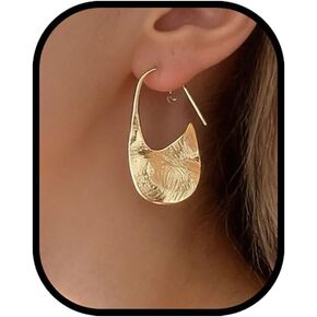 Gold Square Hoop Earrings for Women,Irregular Handmade Fan Gold Basket Shape Jewelry Fashion Vintage Dainty Earring Jewelry Gifts for Women in Kuwait