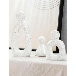 عائلة Joogour المجردة المكونة من 3 تماثيل منحوتة حديثة - ديكور منزلي بسيط لحامل التلفزيون ورف الكتب وغرفة المعيشة | اللمسات الزخرفية وأفكار الهدايا مثل المواهب الصغيرة للأرفف (أبيض) in Kuwait