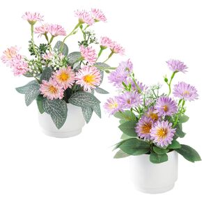 مجموعة نباتات TerraVerve الاصطناعية المكونة من 4 قطع، زهور صناعية عالية التصنيف | زهور حرير حمراء للمنزل والمكتب وغرفة النوم وديكور طاولة الحمام والهدايا للنساء والأطفال in Kuwait