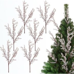 Bucherry 6 Pcs Artificial Christmas Ice Picks Decorative 14 Inch Iced Winter Stems Frosted Twig Branches for Xmas Wreaths Christmas Tree Home Table Decor Party Supplies in Saudi Arabia