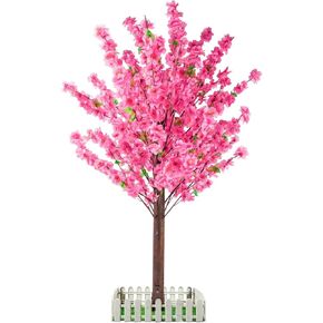 Tall Artificial Cherry Blossom Trees Handmade Pink Fake Tree with Base Indoor Outdoor Home Office Party Wedding, Faux Peach Blossom Tree in Kuwait