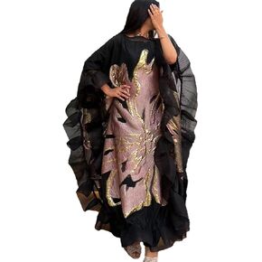 2pcs Set Middle East Brocade Dress With Soft Lining Africna Nigerian Women Weeding Boubou Dashiki Party Gown Embroidery Delicate Fold Mesh Long Robe in Saudi Arabia