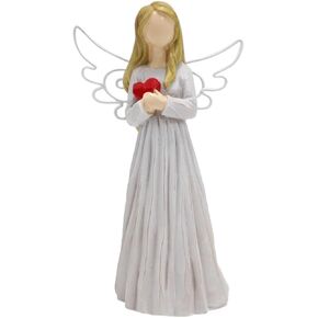 تمثال GJFASGF Guardian Angel بقلب أحمر، منحوتة من الراتنج لديكور المنزل، هدية الحب والامتنان 11.43 سم ارتفاع in Saudi Arabia
