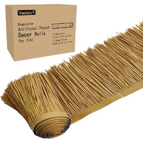 Premium Mexican Style Artificial Palm Thatch Roof Rolls. 5 Lengths, 2 Colors. Waterproof. Easy Install. Ideal for Tiki Bars, Parties, Gardens & Fences (4ft x 16in - Straw Yellow) in Saudi Arabia