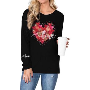 JINTING Valentines Day Shirts Women Heart Shirt Love Graphic Top Valentines XOXO Print Crewneck Long Sleeve Top in Kuwait