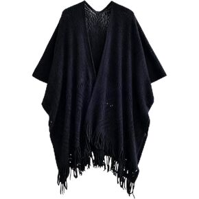 شال نسائي محبوك من HYMIC، سترة صوفية محبوكة مفتوحة من الأمام مع شرابة لربيع الخريف والشتاء in Kuwait