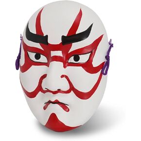 COTONOHA Kumatori Mask Traditional Japanese Ceramic 7.1 Inches - Hand-Painted Red and Black Hanging Decor for Home or Office in Saudi Arabia