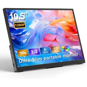 شاشة محمولة 10.5 '' 1920 * 1280 Ultra-Slim Mini 3: 2 ， USB C HDMI HDR شاشة محمولة للكمبيوتر المحمول/التبديل/الصفحة الرئيسية/السفر in Kuwait