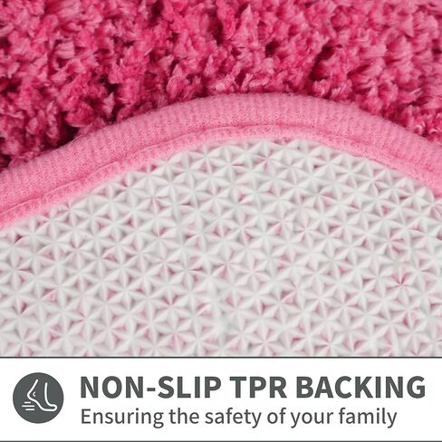 Wylumen Cute Scalloped Rose Pink Bathroom Rugs Mat,Non Slip Absorbent Quick Dry Bath Mats for Shower Room,Microfiber Bath Mats for Bathroom Floor Washable Carpet for Shower Tub Sink Bedroom,20"x32" in Saudi Arabia