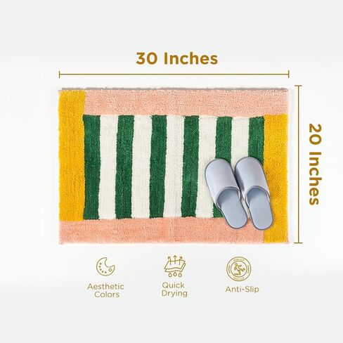 Folkulture Bathroom Rugs (20 x 30) | Cute Green Microfiber Bath Rugs Or Abosrbent Bath Mats For Bathroom Washroom, Toilet |Quick Drying, Machine Washable, Non Slip Bathroom-Mat For New Home Essentials in Saudi Arabia