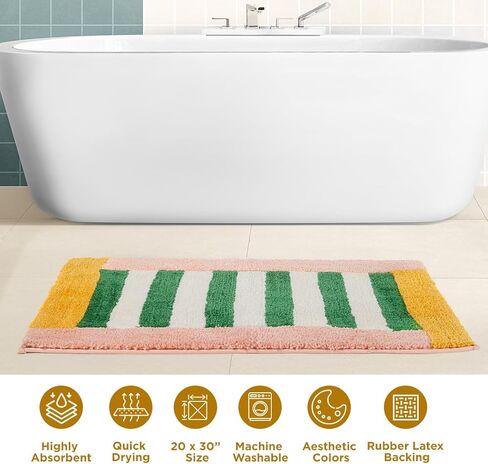 Folkulture Bathroom Rugs (20 x 30) | Cute Green Microfiber Bath Rugs Or Abosrbent Bath Mats For Bathroom Washroom, Toilet |Quick Drying, Machine Washable, Non Slip Bathroom-Mat For New Home Essentials in Saudi Arabia