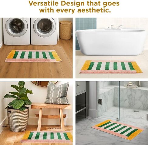 Folkulture Bathroom Rugs (20 x 30) | Cute Green Microfiber Bath Rugs Or Abosrbent Bath Mats For Bathroom Washroom, Toilet |Quick Drying, Machine Washable, Non Slip Bathroom-Mat For New Home Essentials in Saudi Arabia