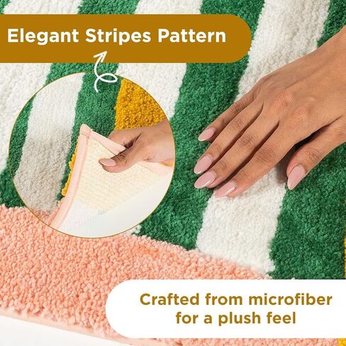 Folkulture Bathroom Rugs (20 x 30) | Cute Green Microfiber Bath Rugs Or Abosrbent Bath Mats For Bathroom Washroom, Toilet |Quick Drying, Machine Washable, Non Slip Bathroom-Mat For New Home Essentials in Saudi Arabia