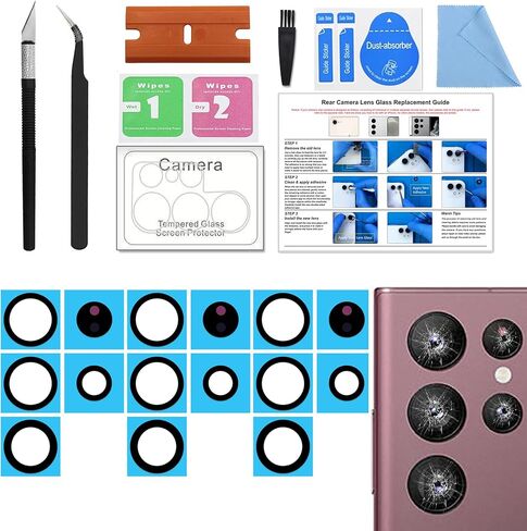 3 Pack Galaxy A15 5G Back Rear Camera Lens Glass Replacement, Standard Lens, Glass Construction, Black, Compatible with Samsung NX Mounting in Kuwait