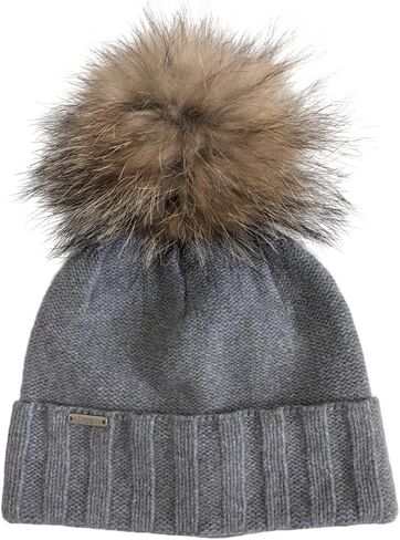 Frost Hats Cashmere Merino Blend Hat with Detachable Genuine Raccoon Fur Pompom in Saudi Arabia