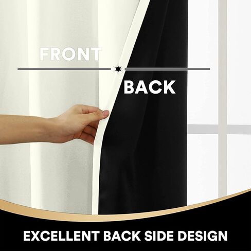 Homi Drapes 100% Blackout Curtain Double Pinch Pleat Heavy Weighted Thermal Insulated Room Darkening Spill Proof Machine Washable Window Treatment Panels (1 Panel, 42x45, Cream) in Kuwait