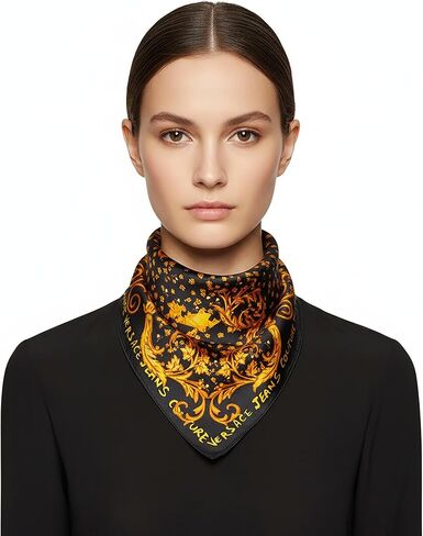 VERSACE JEANS COUTURE Baroque Black/Gold Bloom Silk Scarf in Saudi Arabia