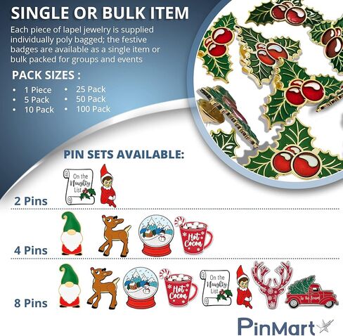دبوس طية صدر السترة على شكل غزال الرنة من PinMart - مجوهرات احتفالات العطلات للنساء والرجال - مطلي بصبغة سوداء مع قابض خلفي آمن in Kuwait