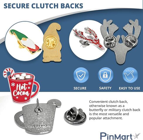 دبوس طية صدر السترة على شكل غزال الرنة من PinMart - مجوهرات احتفالات العطلات للنساء والرجال - مطلي بصبغة سوداء مع قابض خلفي آمن in Kuwait