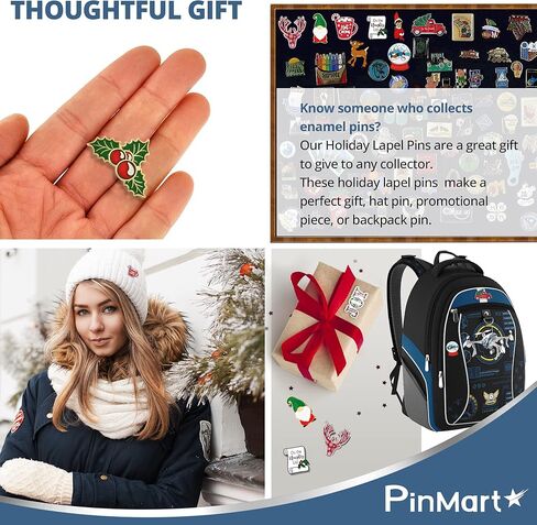 دبوس طية صدر السترة على شكل غزال الرنة من PinMart - مجوهرات احتفالات العطلات للنساء والرجال - مطلي بصبغة سوداء مع قابض خلفي آمن in Kuwait