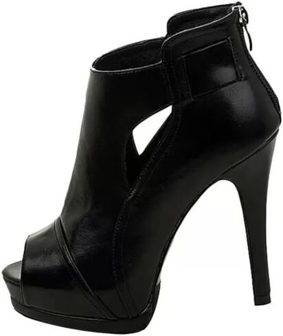 Minlaidian Women's Platform Stiletto Heeled Cut Out Pumps, Peep Toe Black Fashion High Heels, Women's Footwear in Saudi Arabia