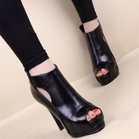 Minlaidian Women's Platform Stiletto Heeled Cut Out Pumps, Peep Toe Black Fashion High Heels, Women's Footwear in Saudi Arabia
