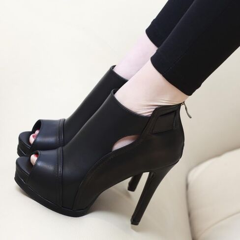 Minlaidian Women's Platform Stiletto Heeled Cut Out Pumps, Peep Toe Black Fashion High Heels, Women's Footwear in Saudi Arabia