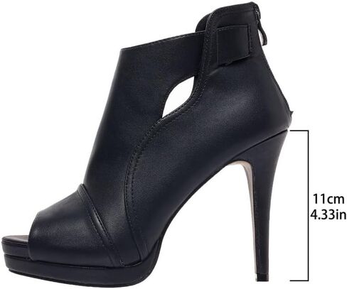 Minlaidian Women's Platform Stiletto Heeled Cut Out Pumps, Peep Toe Black Fashion High Heels, Women's Footwear in Saudi Arabia