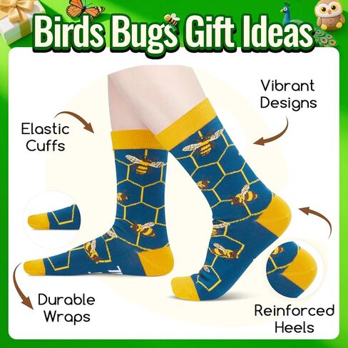 HAPPYPOP Bee Gifts for Men Women - Honey Bee Lover Socks for Insect Bug Bumblebee Beekeepers in Saudi Arabia