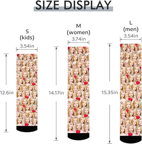 YDQHLQW Custom Kid's Socks with Picture Funny Personalized Crew Socks Gifts with Photo for Girls Boys Age 6-12 Made In USA in Saudi Arabia