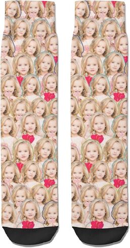 YDQHLQW Custom Kid's Socks with Picture Funny Personalized Crew Socks Gifts with Photo for Girls Boys Age 6-12 Made In USA in Saudi Arabia