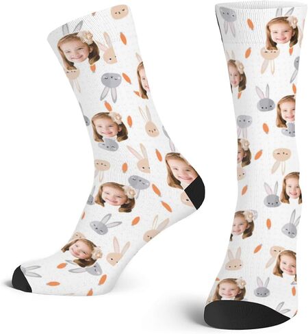 YDQHLQW Custom Kid's Socks with Picture Funny Personalized Crew Socks Gifts with Photo for Girls Boys Age 6-12 Made In USA in Saudi Arabia