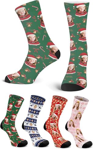 YDQHLQW Custom Kid's Socks with Picture Funny Personalized Crew Socks Gifts with Photo for Girls Boys Age 6-12 Made In USA in Saudi Arabia