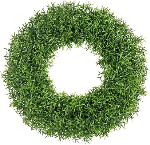 Summer Wreaths for Front Door Outside 24Inch，Green Wreath Boxwood Wreaths Realistic Spring Summer Front Door Wreath for Wall Window Porch Farmhouse Garden Wedding Party Home Decor in Saudi Arabia