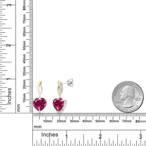 Gem Stone King 925 Sterling Silver and 10K Yellow Gold Heart Shape 10MM Gemstone Birthstone Dangle Earrings For Women By Keren Hanan in Saudi Arabia