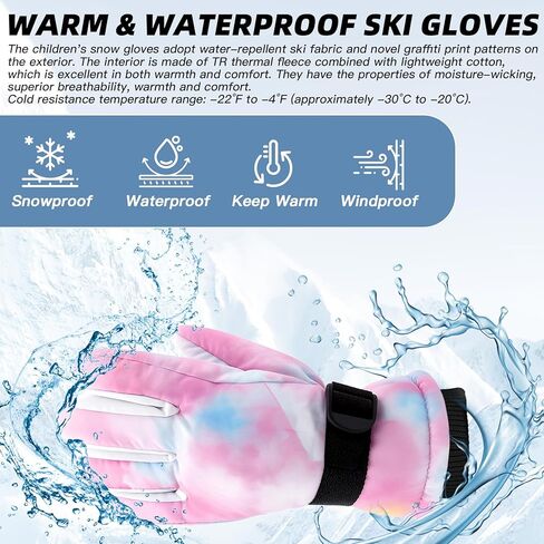 Cutiland Valentines Kids Skiing Gloves,Valentines Day Gift Ski Glove for Boys Girls,Children Winter Snow Gloves 5yrs-9yrs, 9yrs-15 yrs,Waterproof Winter Warm Glove for Outdoor Activities in Saudi Arabia