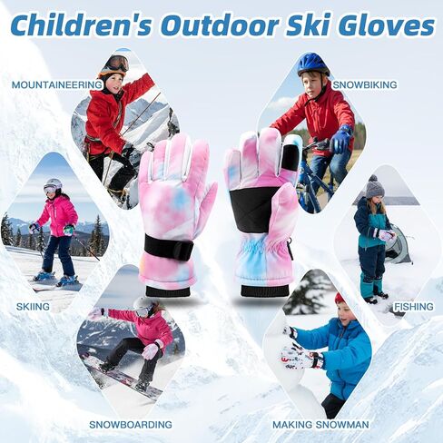 Cutiland Valentines Kids Skiing Gloves,Valentines Day Gift Ski Glove for Boys Girls,Children Winter Snow Gloves 5yrs-9yrs, 9yrs-15 yrs,Waterproof Winter Warm Glove for Outdoor Activities in Saudi Arabia
