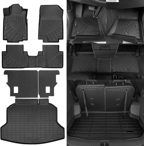 Naibeve Floor Mats for 2019-2023 2024 Honda Passport - All Weather Custom Fit Honda Passport Floor Mats Cargo Mat Liners Front & Rear Row Waterproof Interior Accessories in Kuwait