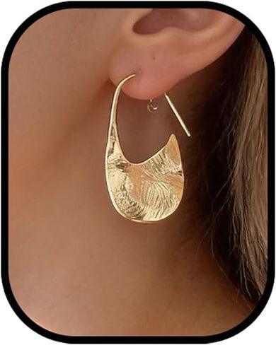 Gold Square Hoop Earrings for Women,Irregular Handmade Fan Gold Basket Shape Jewelry Fashion Vintage Dainty Earring Jewelry Gifts for Women in Kuwait