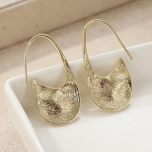 Gold Square Hoop Earrings for Women,Irregular Handmade Fan Gold Basket Shape Jewelry Fashion Vintage Dainty Earring Jewelry Gifts for Women in Kuwait