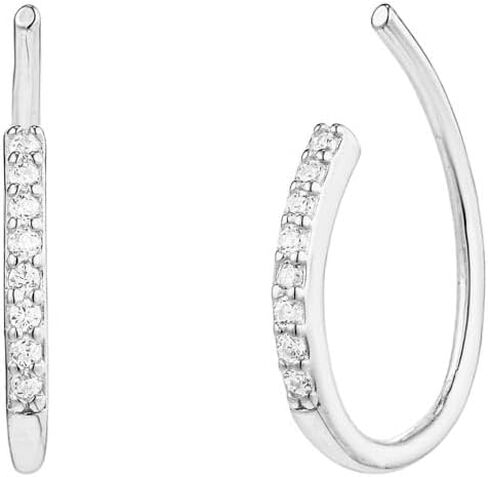 CAITLYNMINIMALIST 18K الذهب والفضة الاسترليني عكس نصف هوب مفتوحة Huggie Threader تشيكوسلوفاكيا الماس أقراط أنيقة للنساء مجوهرات هدية لها in Saudi Arabia