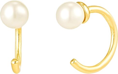 CAITLYNMINIMALIST 18K الذهب والفضة الاسترليني عكس نصف هوب مفتوحة Huggie Threader تشيكوسلوفاكيا الماس أقراط أنيقة للنساء مجوهرات هدية لها in Saudi Arabia