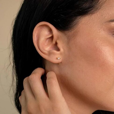 CAITLYNMINIMALIST 18K الذهب والفضة الاسترليني عكس نصف هوب مفتوحة Huggie Threader تشيكوسلوفاكيا الماس أقراط أنيقة للنساء مجوهرات هدية لها in Saudi Arabia