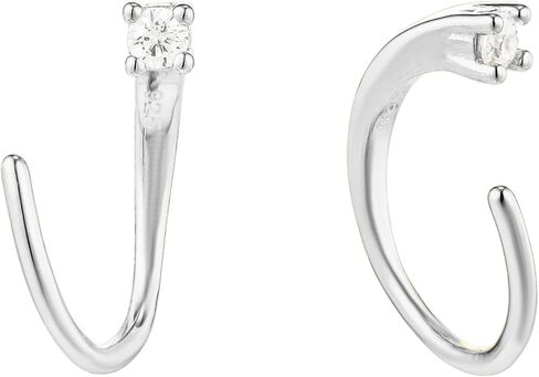 CAITLYNMINIMALIST 18K الذهب والفضة الاسترليني عكس نصف هوب مفتوحة Huggie Threader تشيكوسلوفاكيا الماس أقراط أنيقة للنساء مجوهرات هدية لها in Saudi Arabia