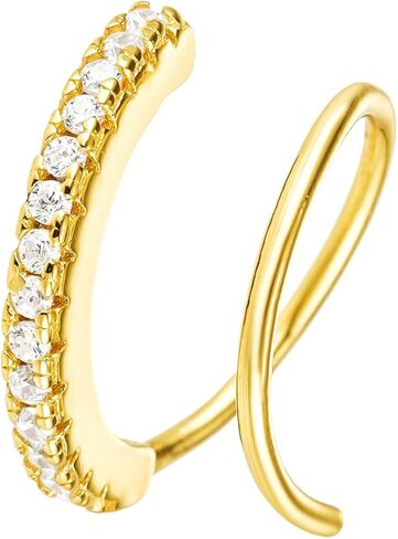 CAITLYNMINIMALIST 18K الذهب والفضة الاسترليني عكس نصف هوب مفتوحة Huggie Threader تشيكوسلوفاكيا الماس أقراط أنيقة للنساء مجوهرات هدية لها in Saudi Arabia